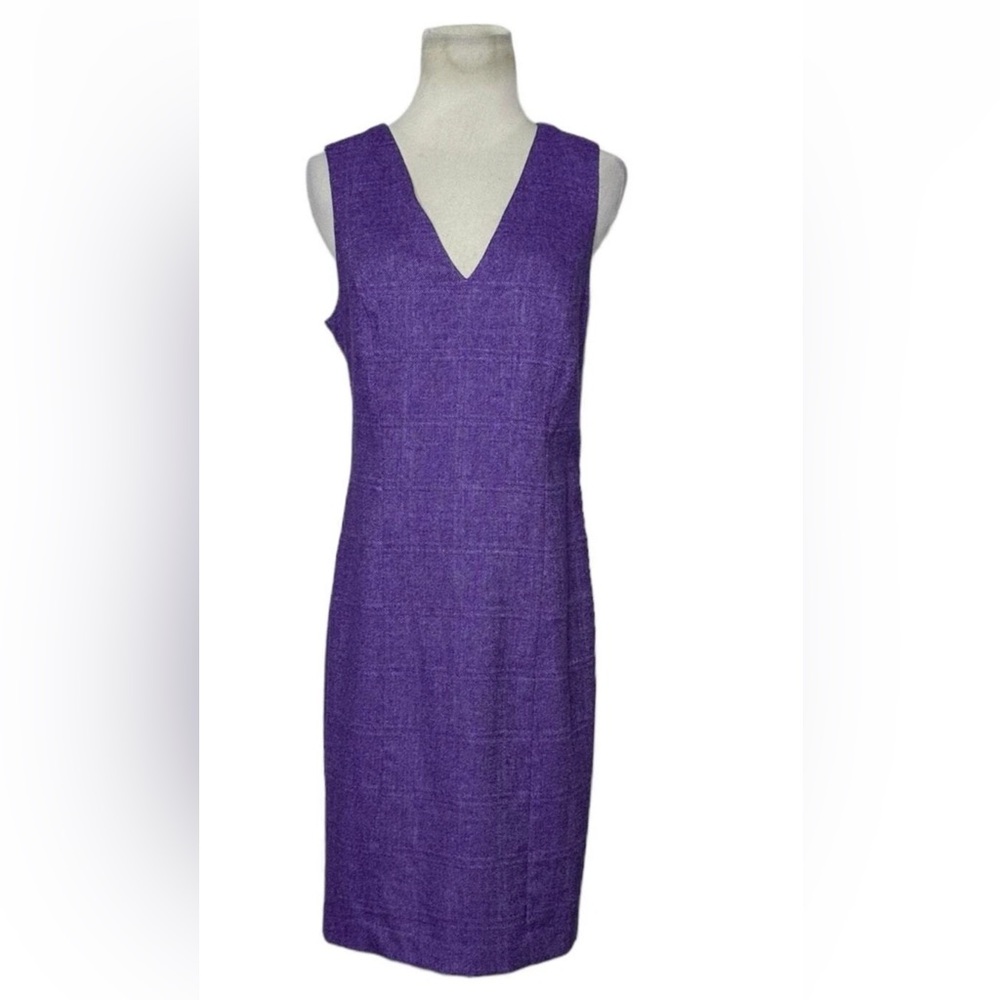 Banana republic sleeveless purple tie back sheath wool blend dress size 14